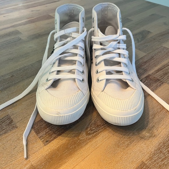 Superga high top tennis shoe size 39.5 8.5 cheetah leopard white fun - Picture 4 of 8